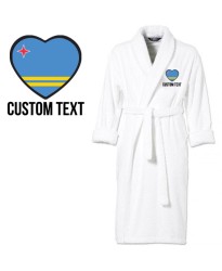 Aruba Flag Heart Shape Embroidery Logo with Custom Text Embroidered Bathrobes